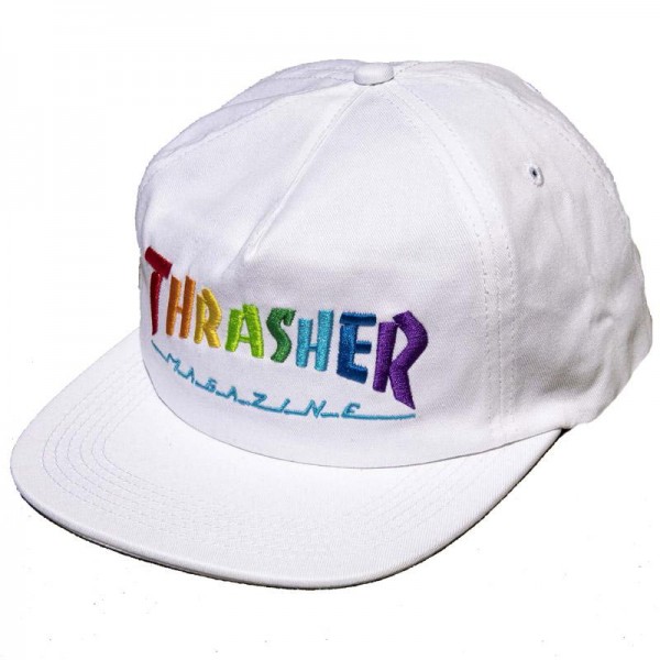 Thrasher Rainbow Mag Snapback White