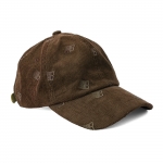 100% COTTON ALL OVER EMBROIDERED CORDUROY CAP LEATHER STRAP COMPLETE THE LOOK