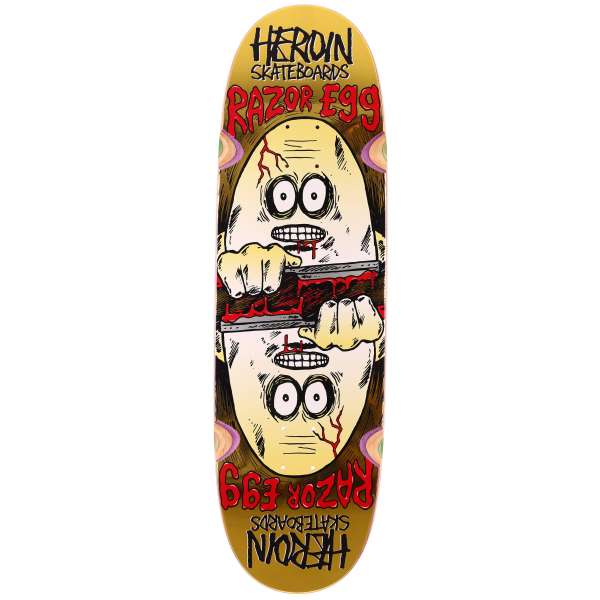 Heroin Razoregg Symmetrical 95 Wheel Wells Skateboard Deck Gold Foil