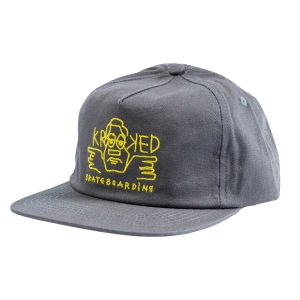 Krooked Arketype Raw Snapback Hat Charcol Yellow Front 1024x1024