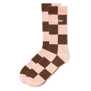Butter Goods - Checkered Socks - Brown/Pink